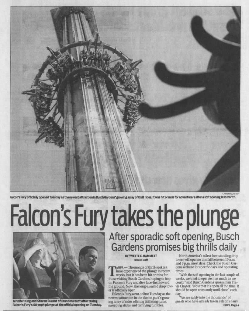 Falcon's Fury takes the plunge/ Yvette C. Hammett