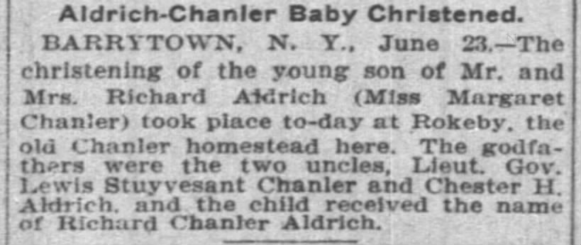 Aldrich-Chanler Baby Christened