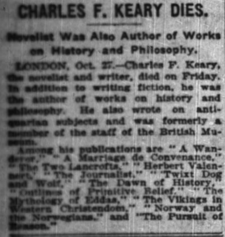 Charles F. Keary Dies