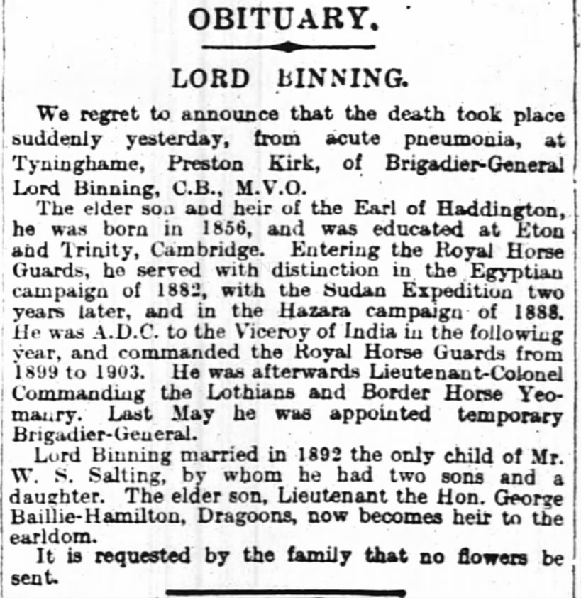 Obituary: Lord Binning