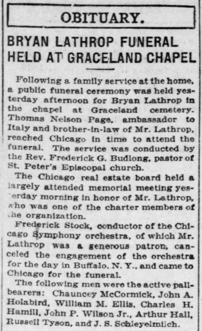 Bryan Lathrop Funeral Held at Graceland Chapel