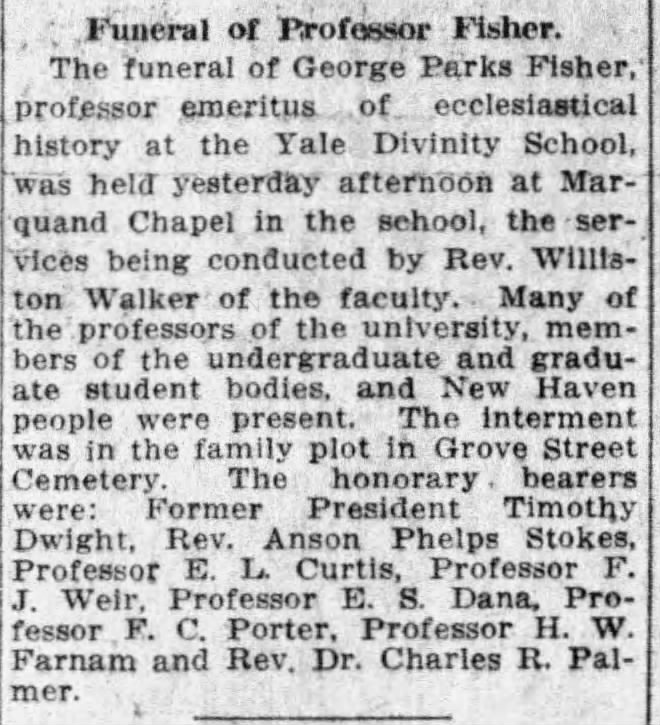 Funeral of Professor Fisher