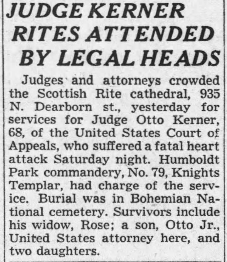 Judge Kerner Rites Attended By Legal Heads