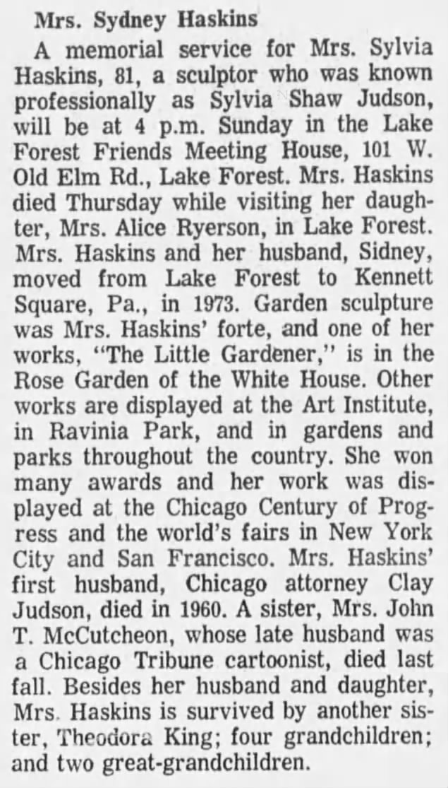 Obituaries: Mrs. Sydney Haskins