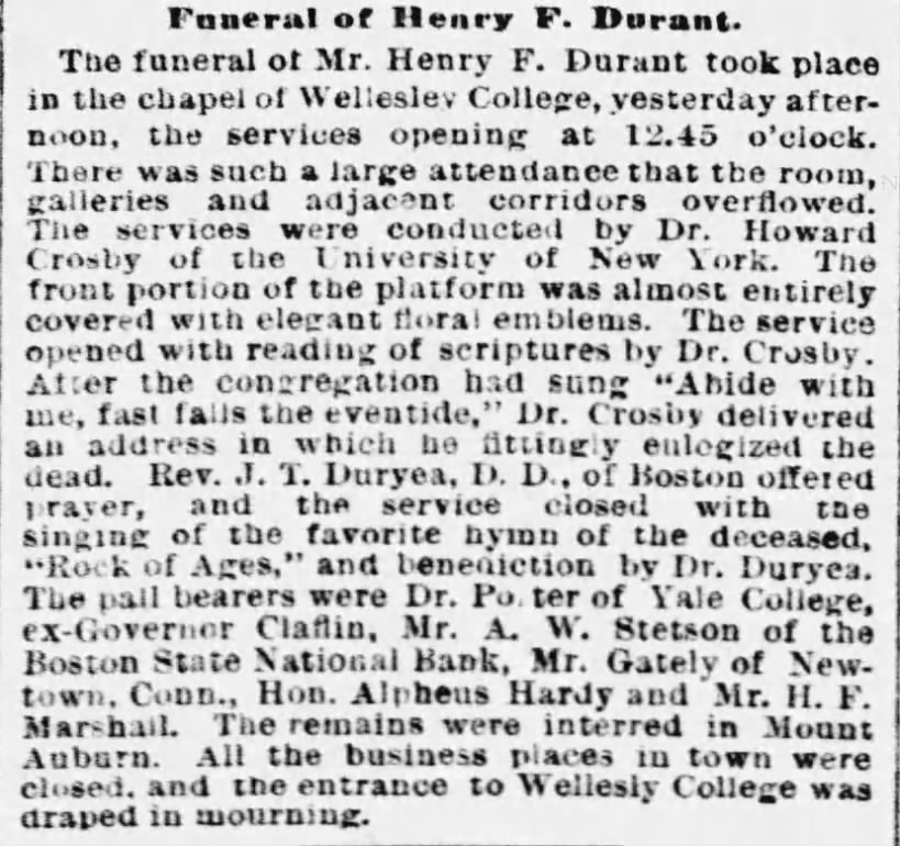 Funeral of Henry F. Durant