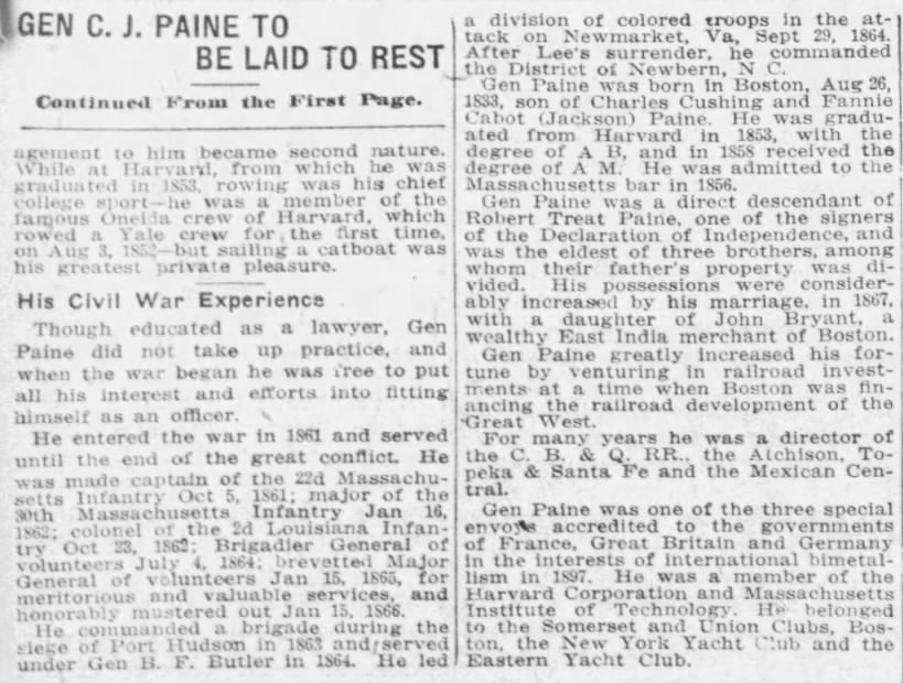 Gen C. J. Paine To Be Laid To Rest (part 2)
