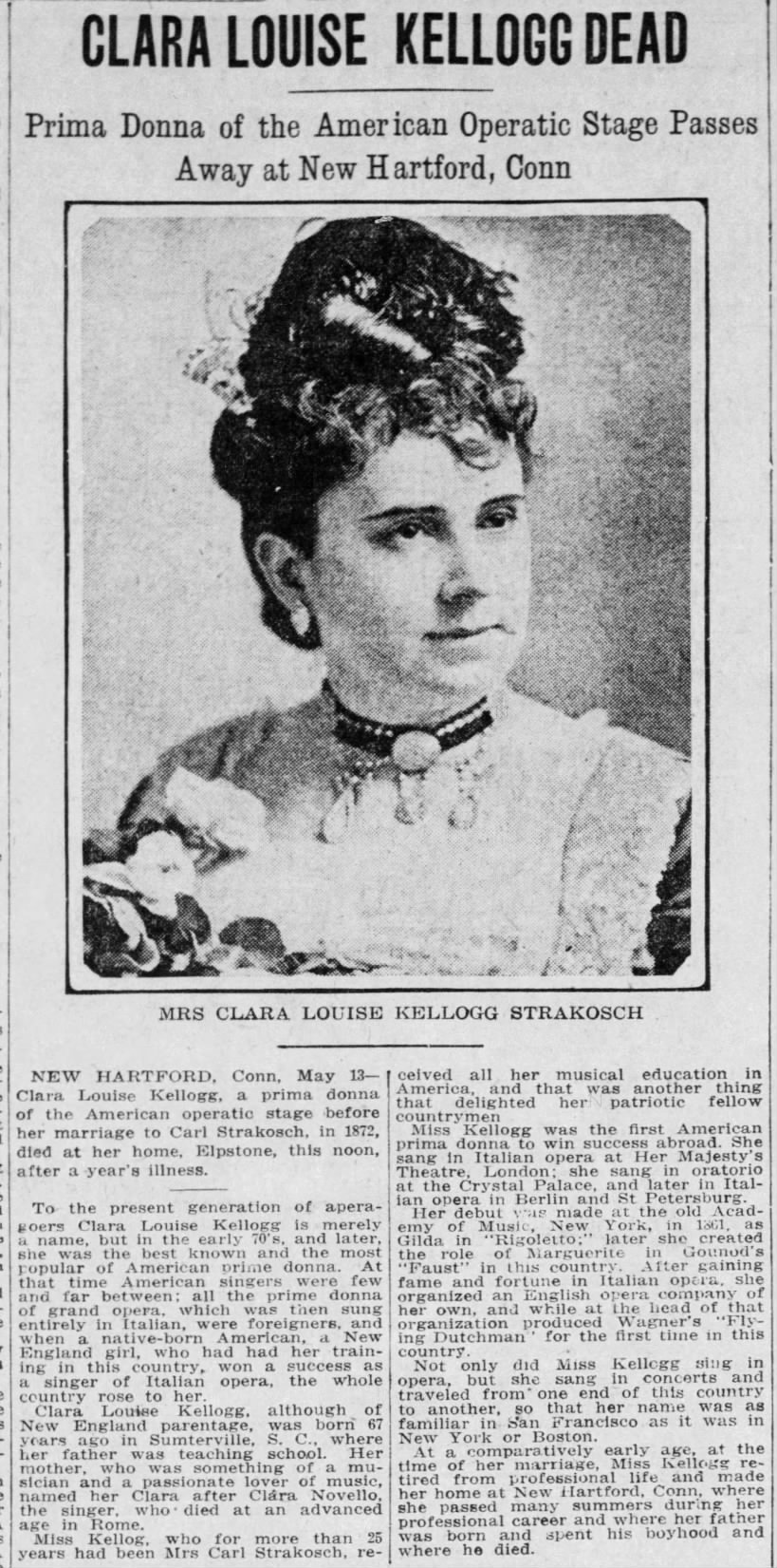 Clara Louise Kellogg Dead