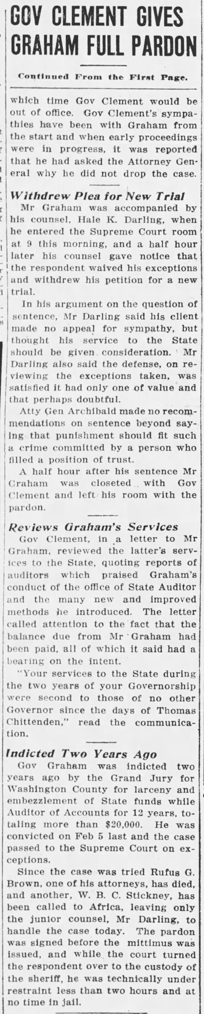 Gov. Clement Gives Graham Full Pardon (part 2)