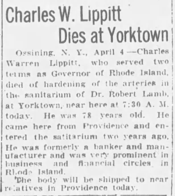 Charles W. Lippitt Dies at Yorktown
