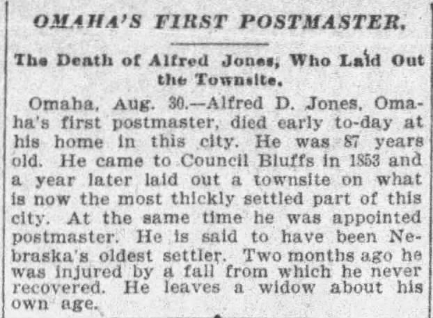 Omaha's First Postmaster