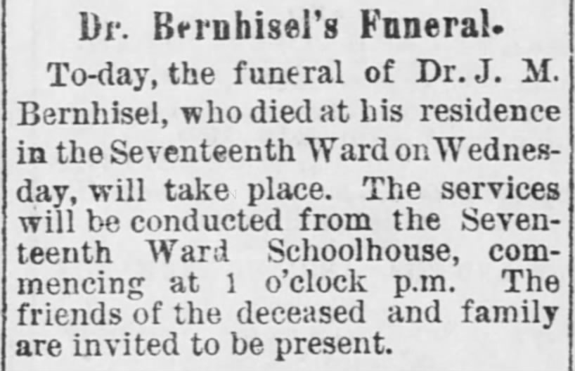 Dr. Bernhisel's Funeral
