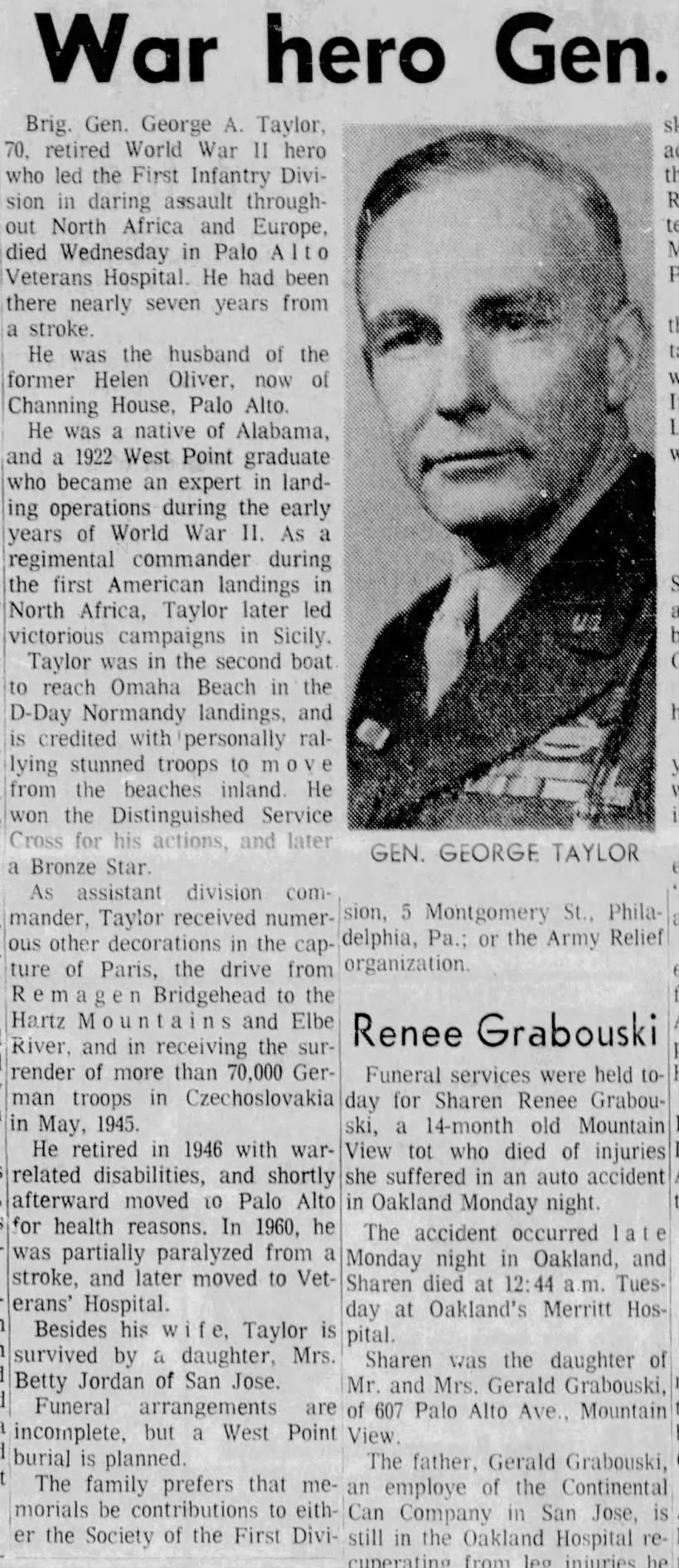 War hero Gen. Taylor dies