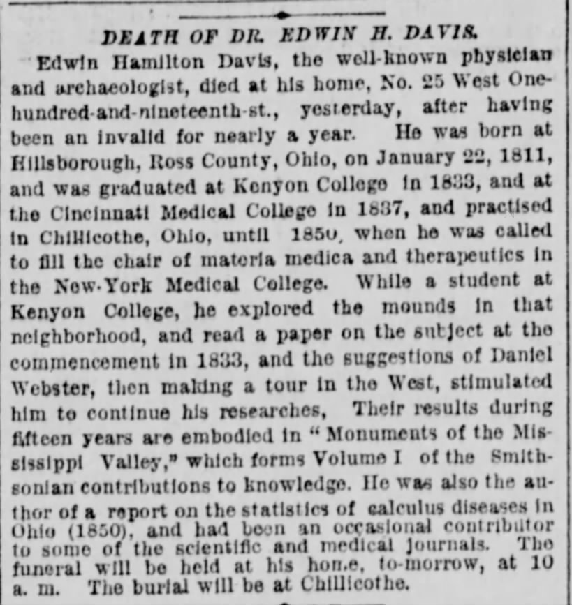 Death of Dr. Edwin H. Davis