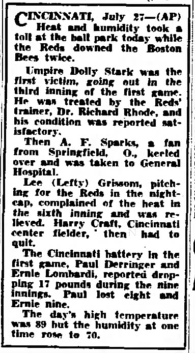 1939JUL28 - Umpire Stark out of game 