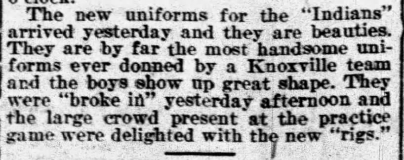 1896MAY06 - New uniforms for the "Indians"