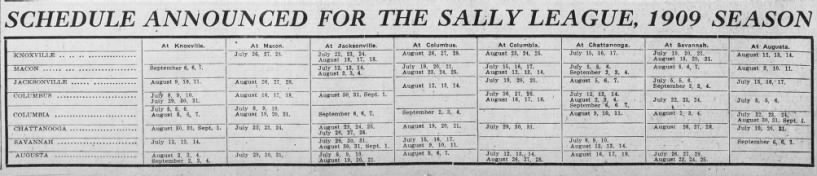 1909JUL17 - 1909 Southern Atlantic League Schedule