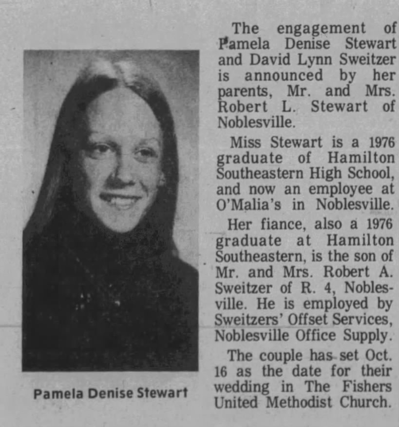 Pamela Denise Stewart & David Lynn Sweitzer engaged July 1976