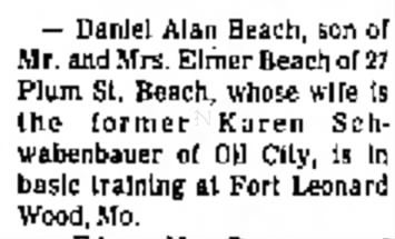 Daniel Alan Beach military enlistment Feb 1876