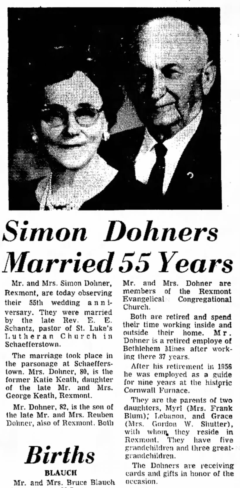 1971 06 17 - Simon Dohners Married 55 Years - Lebanon Daily News (Lebanon PA)