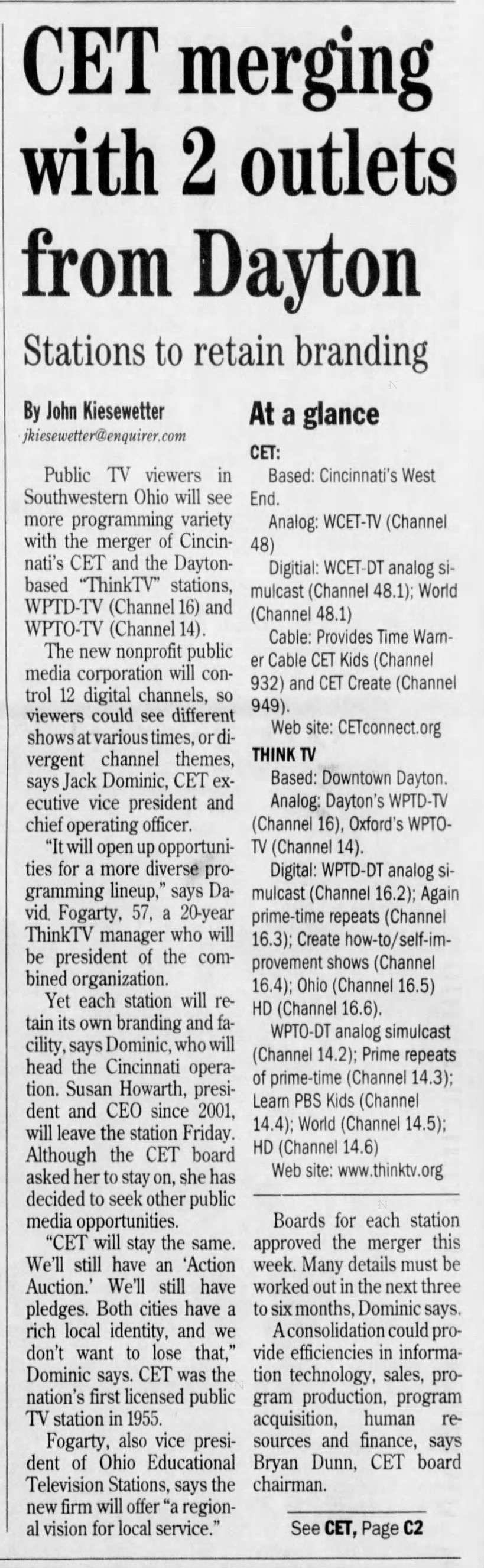 CET merging with 2 outlets from Dayton: Stations to retain branding