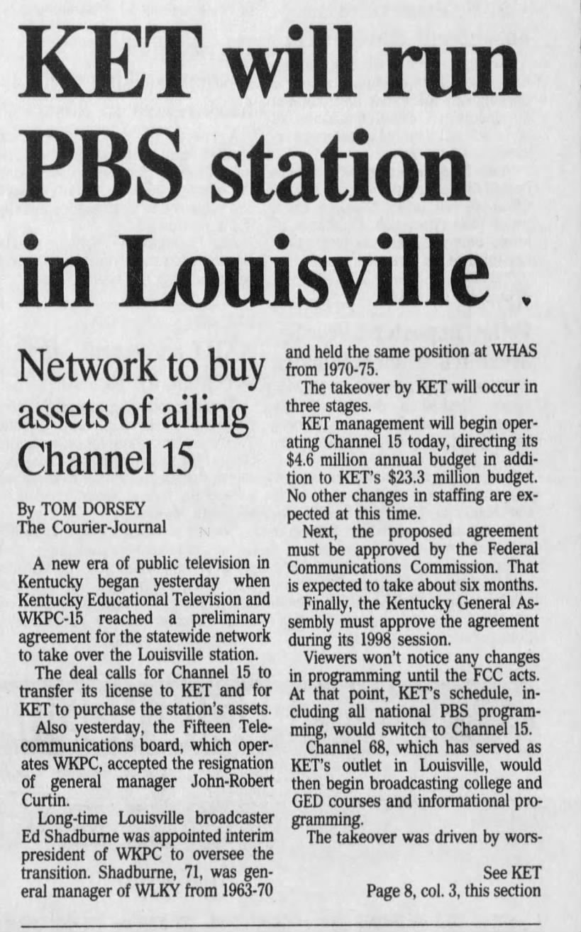 KET will run PBS station in Louisville