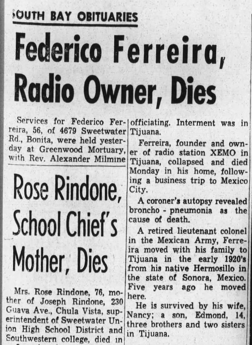 Federico Ferreira, Radio Owner, Dies