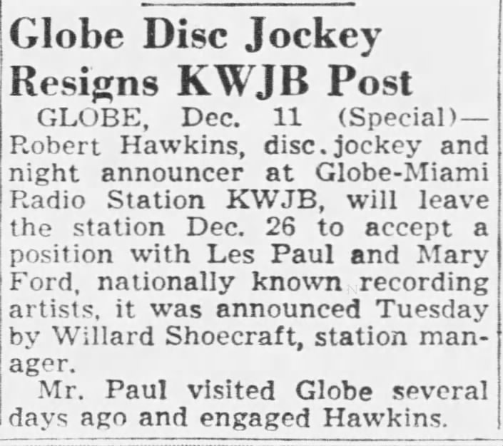 Globe Disc Jockey Resigns KWJB Post