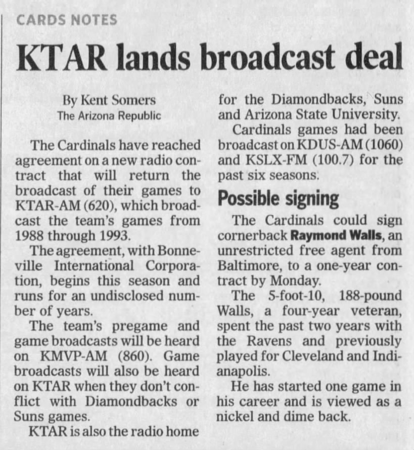 KTAR lands broadcast deal