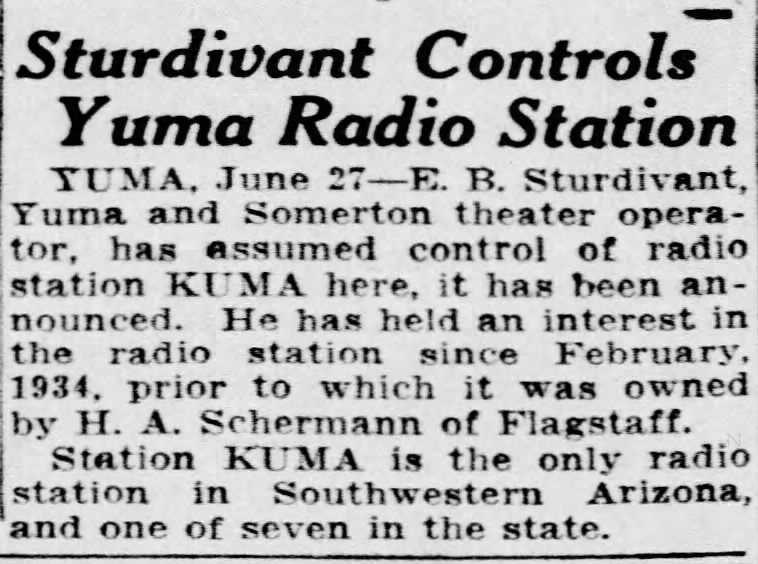 Sturdivant Controls Yuma Radio Station