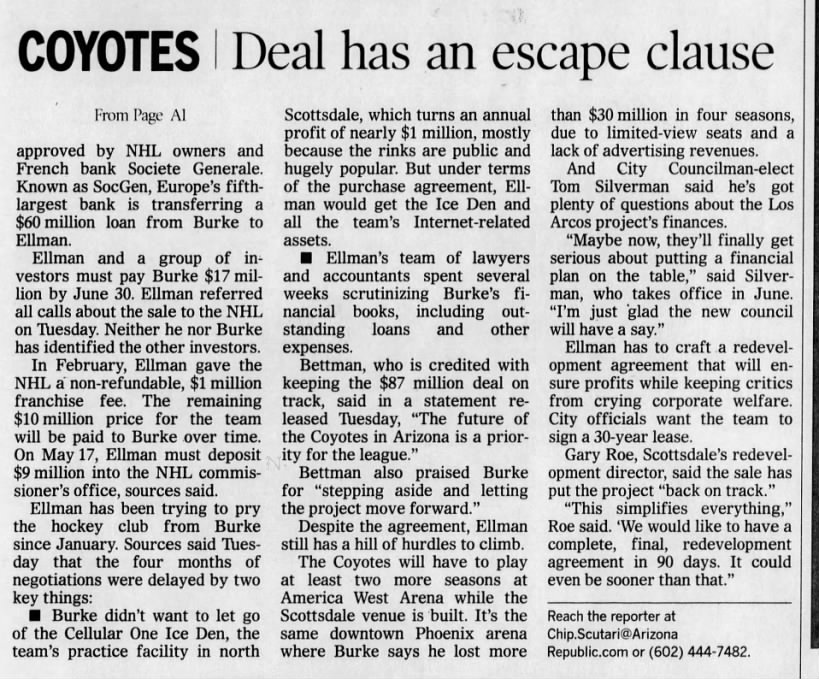 Coyotes: Deal has an escape clause