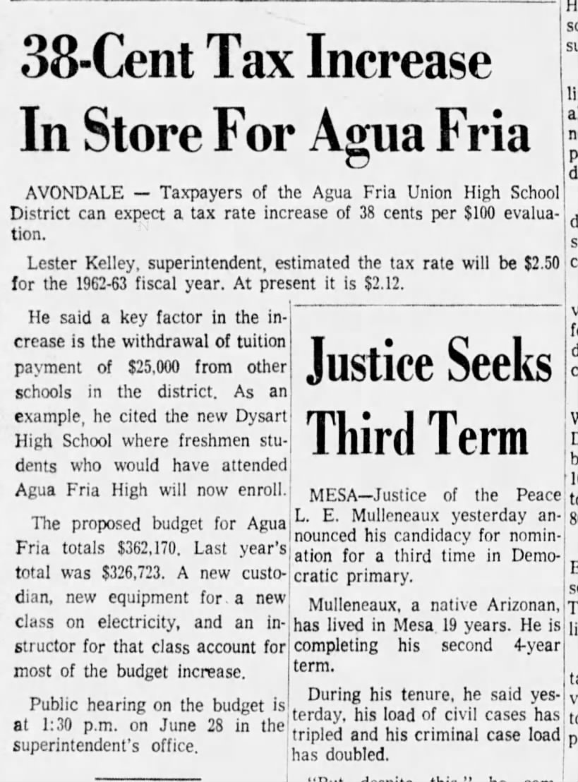 38-Cent Tax Increase In Store For Agua Fria