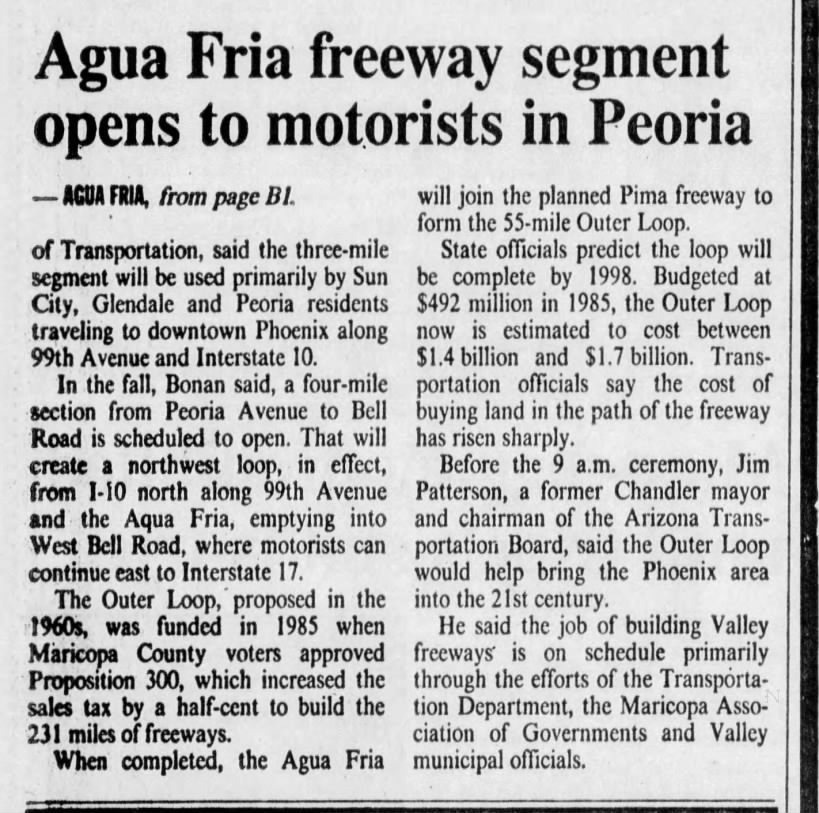 Agua Fria freeway segment opens to motorists in Peoria