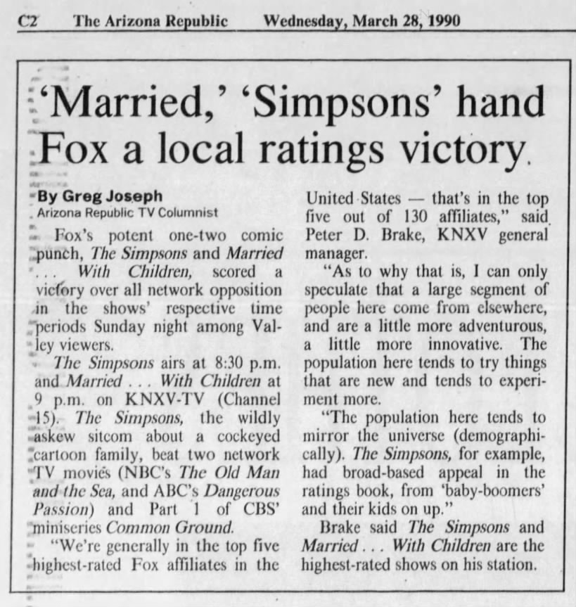 'Married', 'Simpsons' hand Fox a local ratings victory