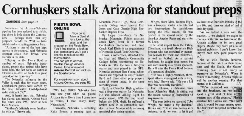 Cornhuskers stalk Arizona for standout preps