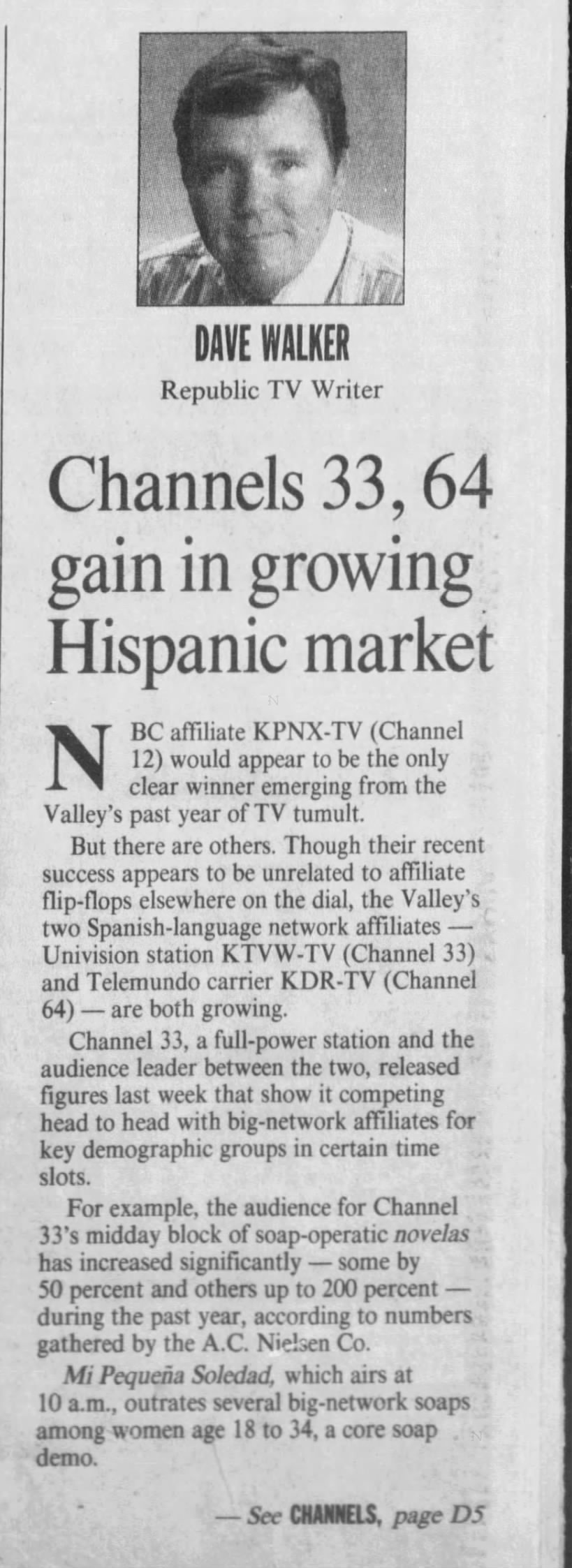 Channels 33, 64 gain in growing Hispanic market