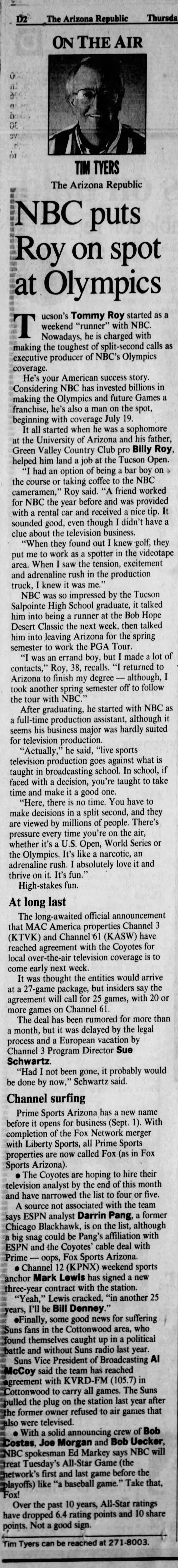 NBC puts Roy on spot at Olympics