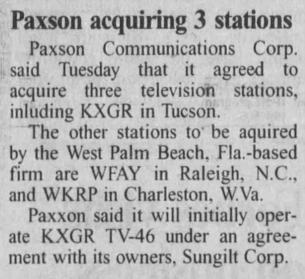 Paxson acquiring 3 stations