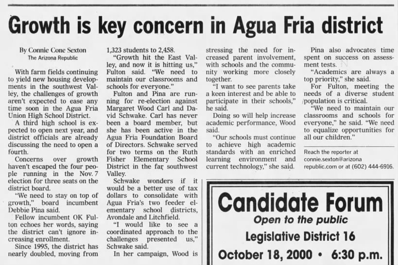 Growth is key concern in Agua Fria district