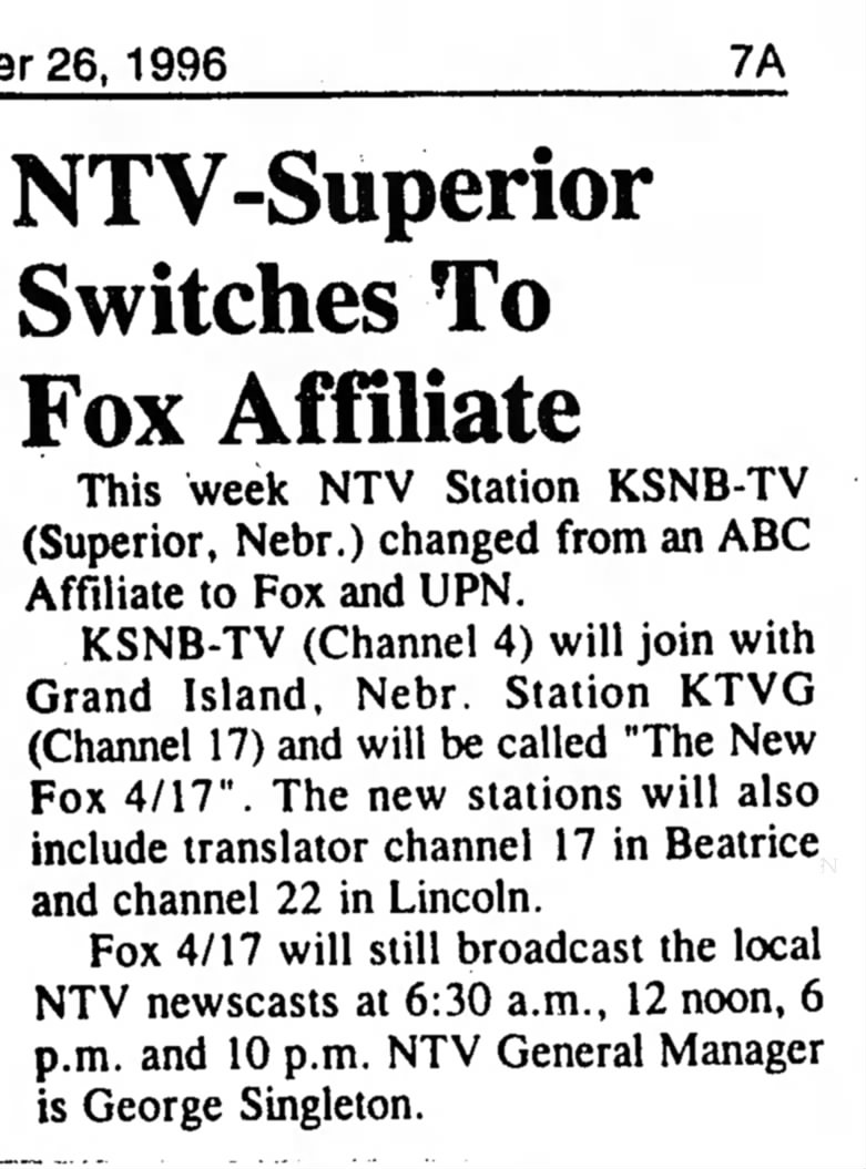 NTV-Superior Switches To Fox Affiliate