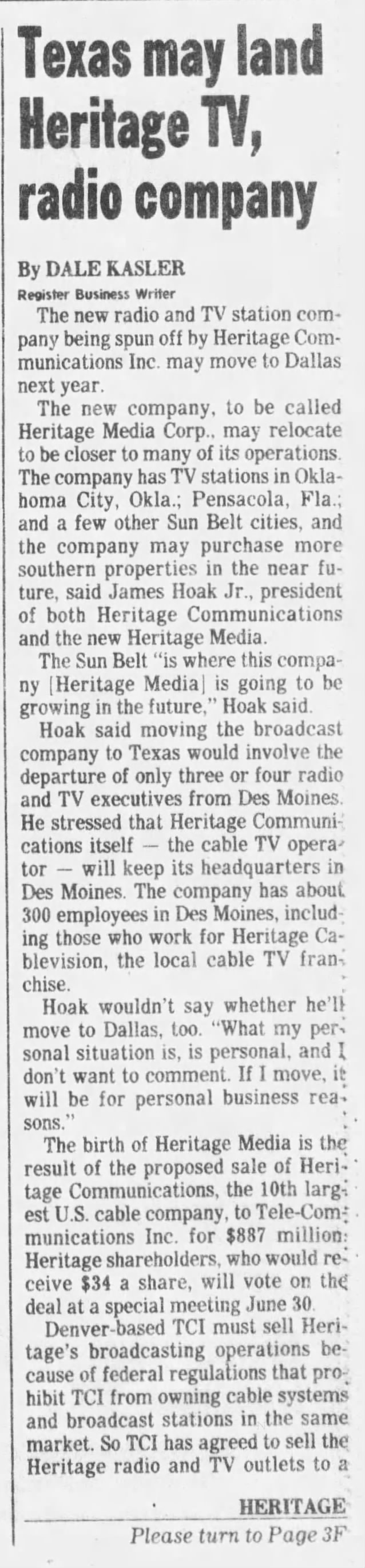 Texas may land Heritage TV, radio company