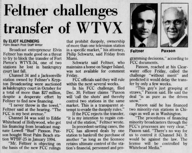 Feltner challenges transfer of WTVX