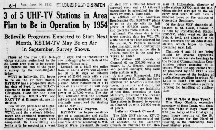 3 of 5 UHF-TV Stations in Area Plan to Be in Operation by 1954