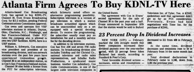 Atlanta Firm Agrees To Buy KDNL-TV Here