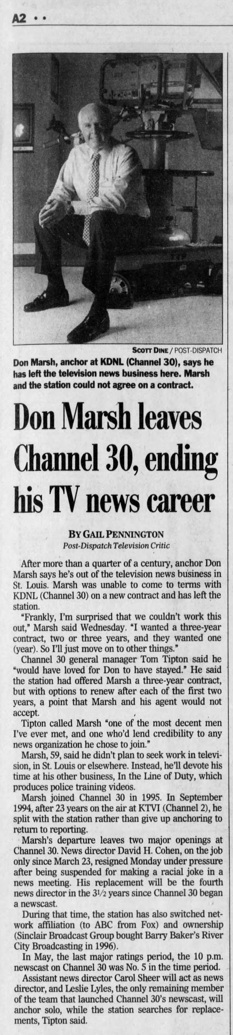 Don Marsh leaves Channel 30, ending his TV news career