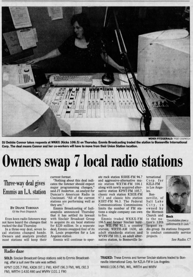 Owners swap 7 local radio stations: Three-way deal gives Emmis an L.A. station