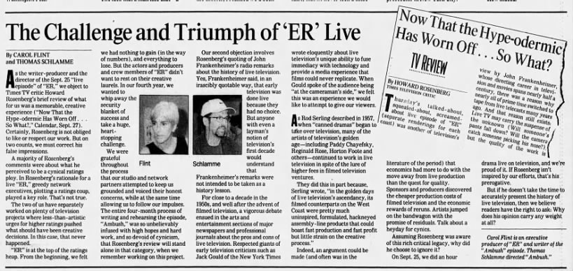 The Challenge and Triumph of 'ER' Live
