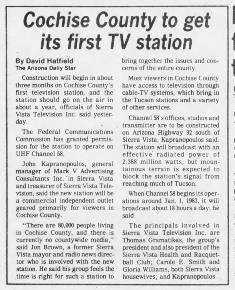 Cochise County to get its first TV station