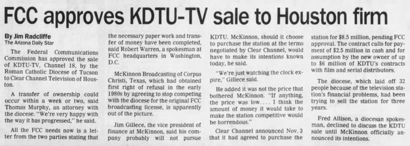 FCC approves KDTU-TV sale to Houston firm