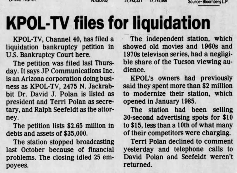 KPOL-TV files for liquidation