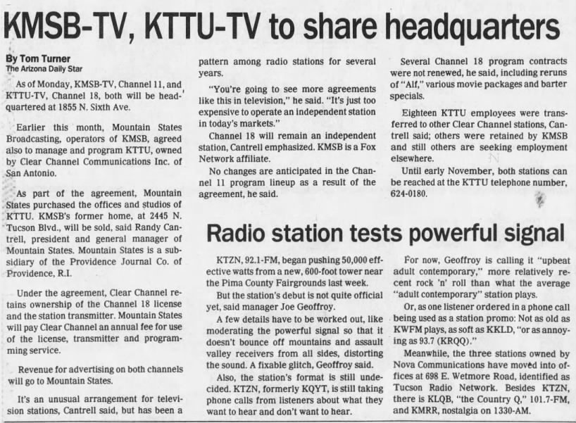 KMSB-TV, KTTU-TV to share headquarters